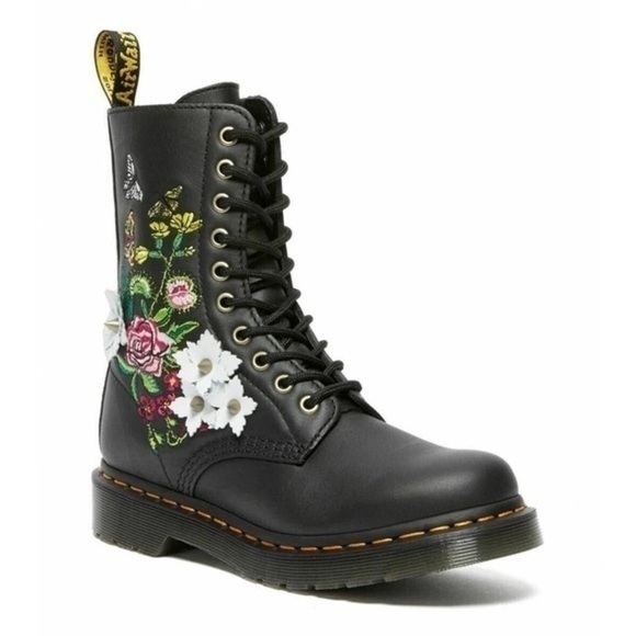 Dr Martens 1490 FLORAL BLOOM LEATHER MID-CALF BOOTS Size 5 NWOB - Picture 1 of 10